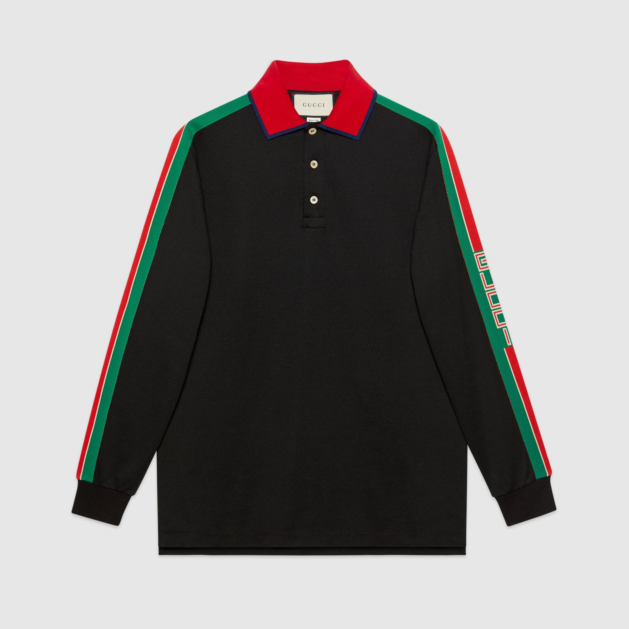 Gucci Cotton Long Sleeved Polo With Stripe - Rogue
