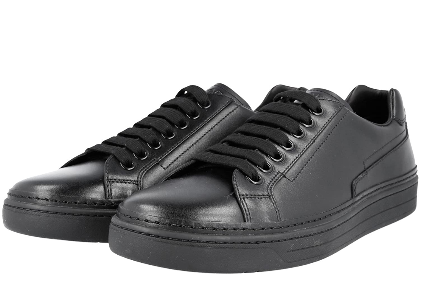 Prada Men's Black Leather Nevada Calf Sneakers - Rogue Menswear