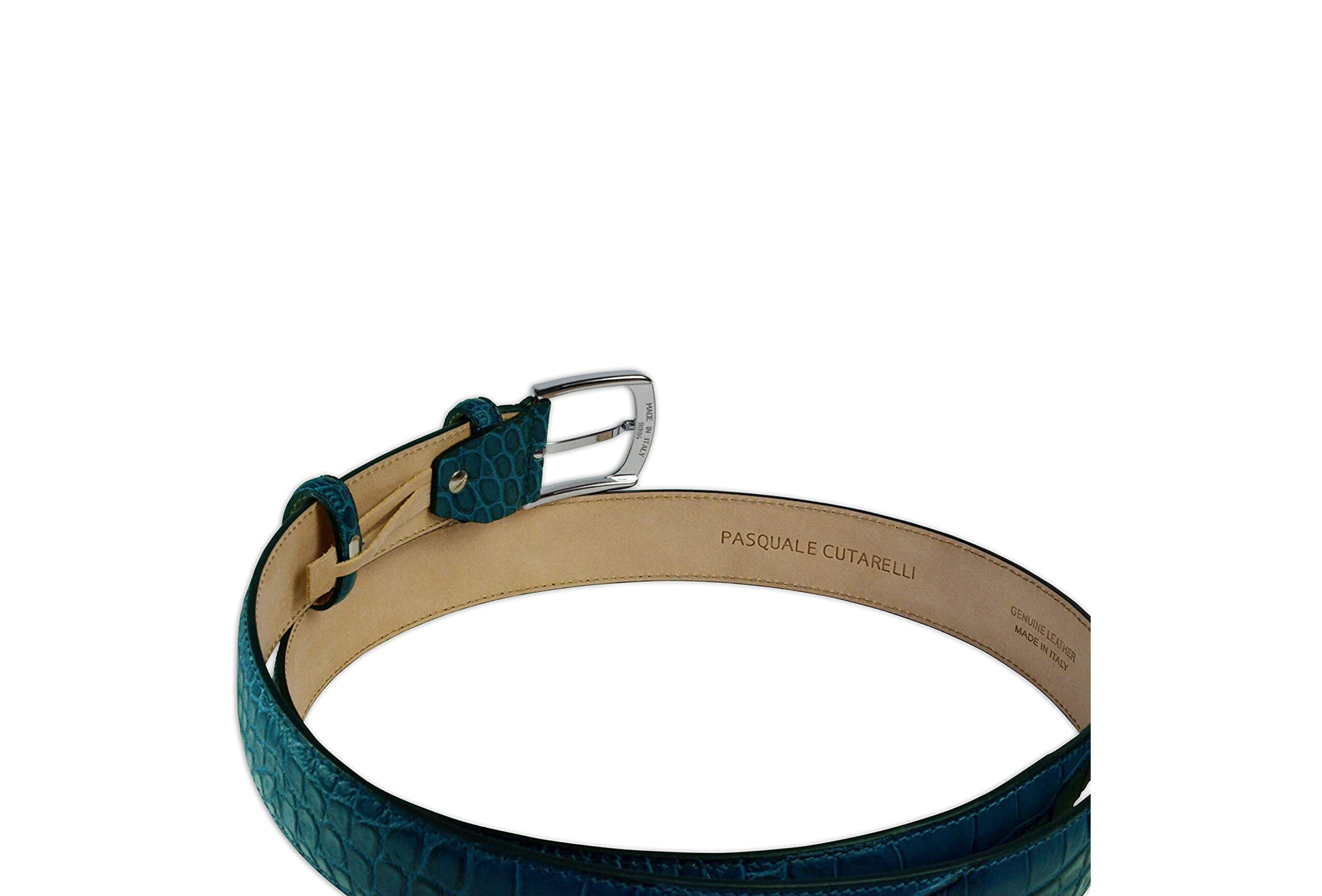 Download Mens Blue Mock Crock Leather Belt - Rogue Menswear