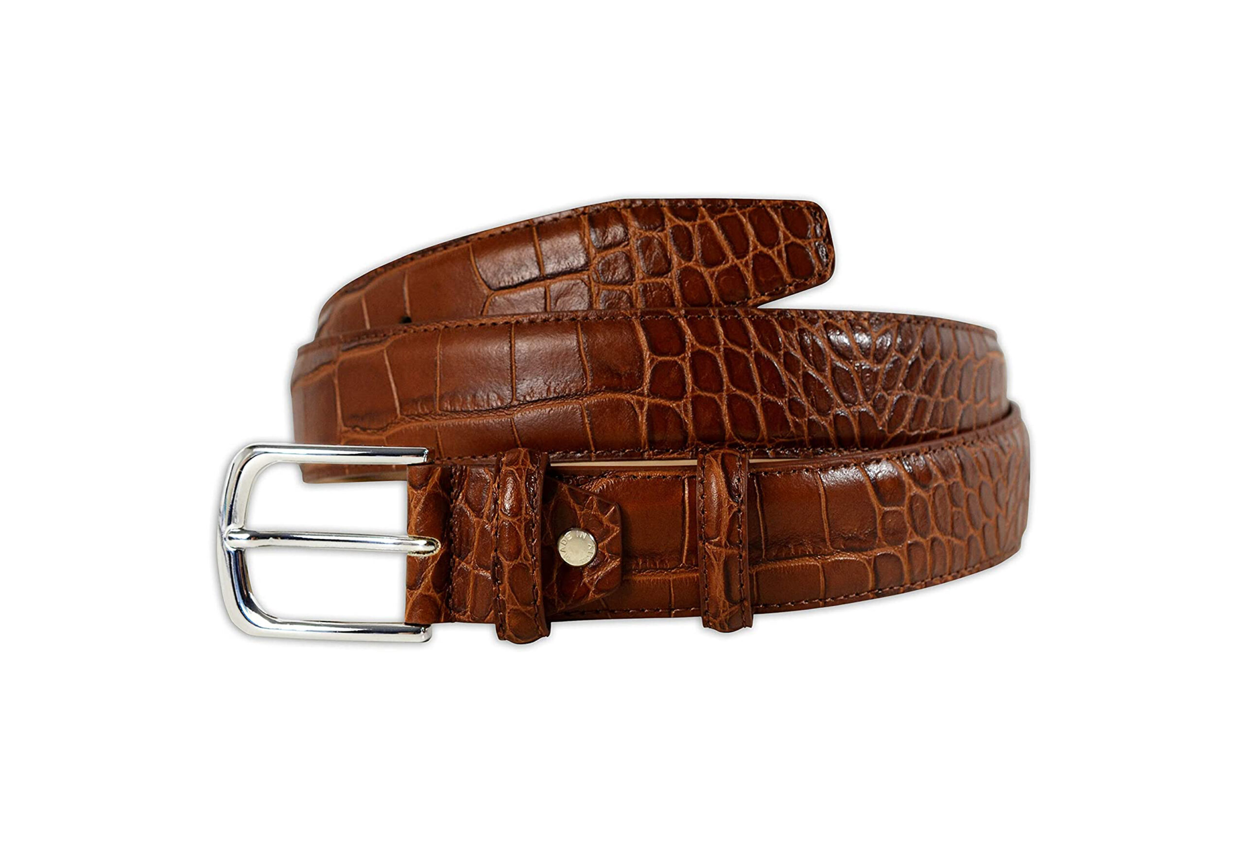 Download Mens Tan Mock Crock Leather Belt - Rogue Menswear