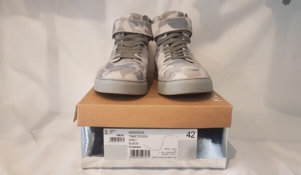 Pre-owned Kurt Geiger mid-top trainers in shades of grey, with box