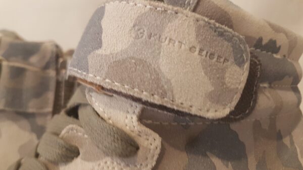 Pre-owned Kurt Geiger mid-top trainers in shades of grey, with box