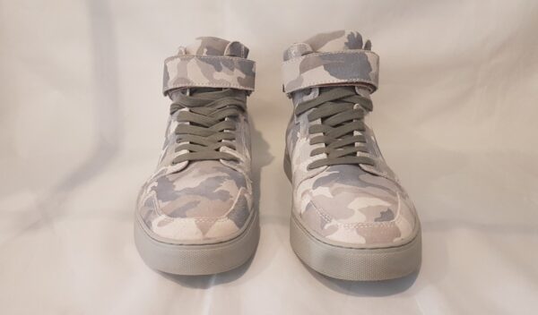 Pre-owned Kurt Geiger mid-top trainers in shades of grey, with box