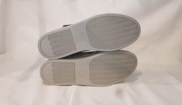 Pre-owned Kurt Geiger mid-top trainers in shades of grey, with box