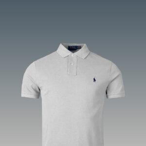 Luxurious Ralph Lauren polo shirt in grey with iconic white logo.
